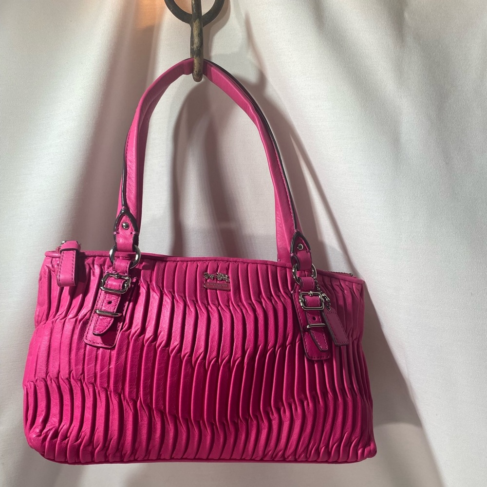 COACH MADISON GATHERED LEATHER CARRIE 21281 GOLD/PUNCH New W/O Tag
